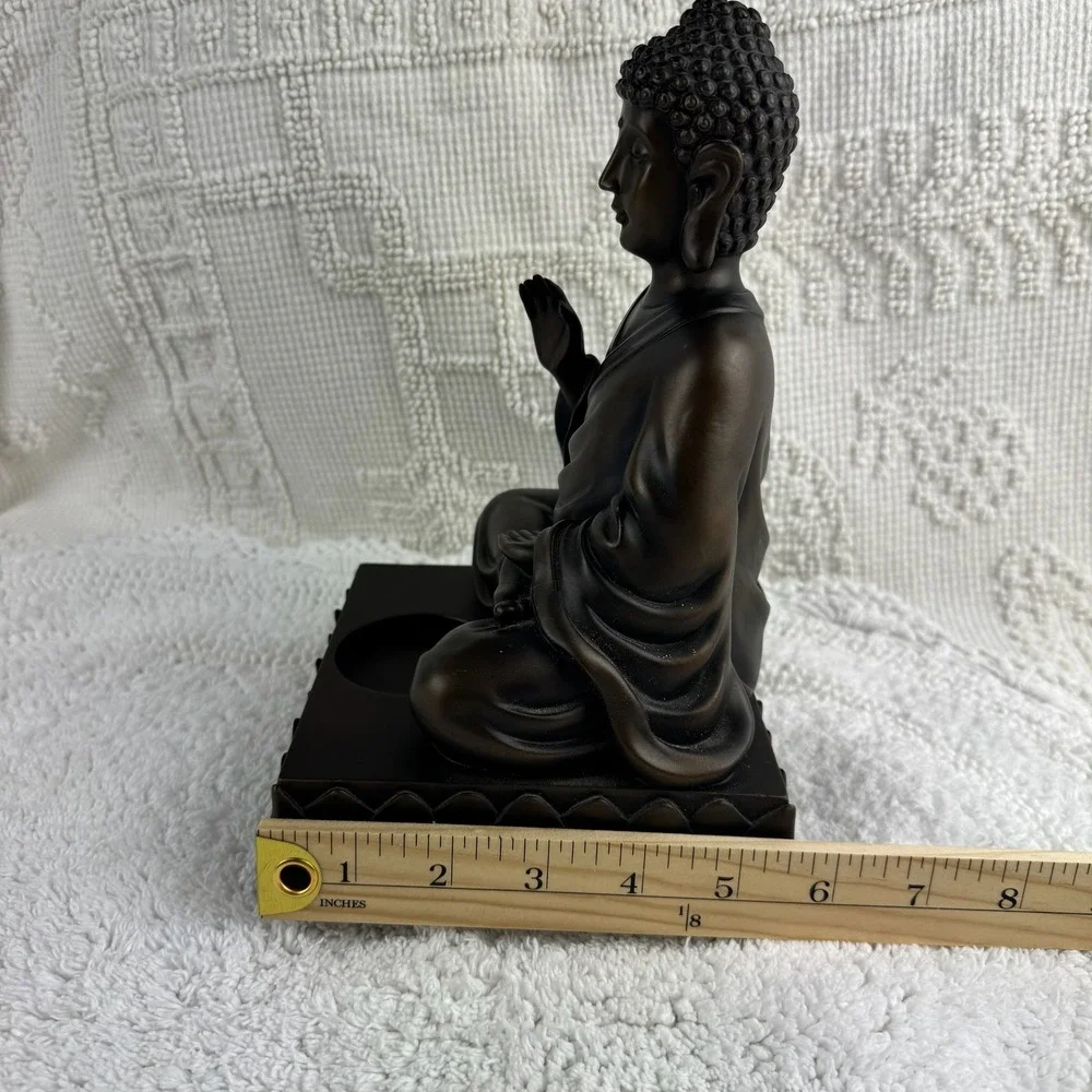 PartyLite Bronze Meditating Buddha Tealight Holder Zen Home Decor Altar Statue